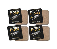Thumbnail for P-36A Hawk design on black 4 pieces set coaster