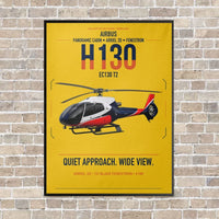 Thumbnail for Airbus H130 vertical canvas print - framed - yellow background