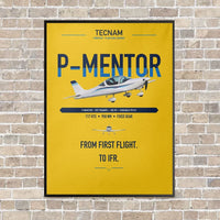 Thumbnail for Tecnam P-Mentor vertical canvas print - framed - yellow background