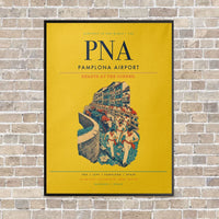 Thumbnail for Pamplona Airport PNA vertical canvas print - framed - yellow background