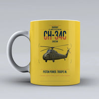Thumbnail for Sikorsky CH-34C Choctaw design on yellow ceramic mug, double-side print