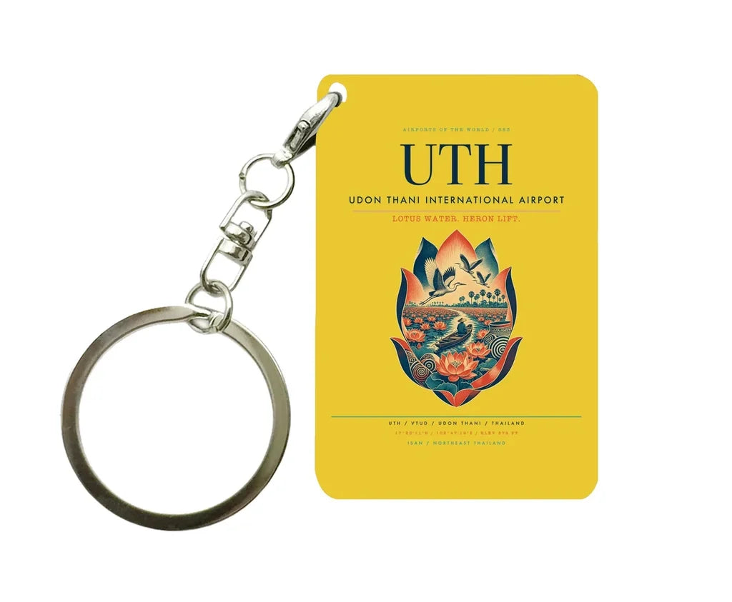 Udon Thani International Airport UTH Key Chain design on yellow key chain