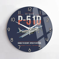Thumbnail for P-51D Mustang design on navy blue no frame wall clock