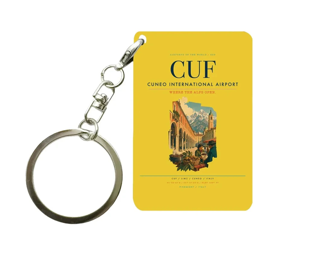 Cuneo International Airport (CUF) design on yellow key chain