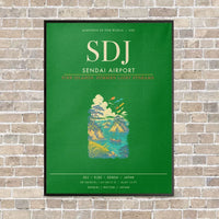 Thumbnail for Sendai Airport SDJ - Canvas Framed - Green