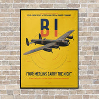 Thumbnail for Avro Lancaster B I vertical canvas print - framed - yellow background