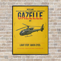 Thumbnail for Westland Gazelle AH1 vertical canvas print - framed - yellow background