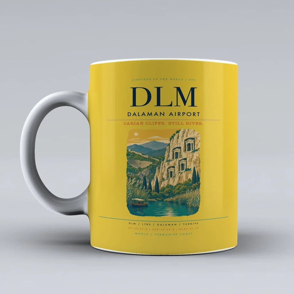 Airport DLM Mug design on yellow dalaman