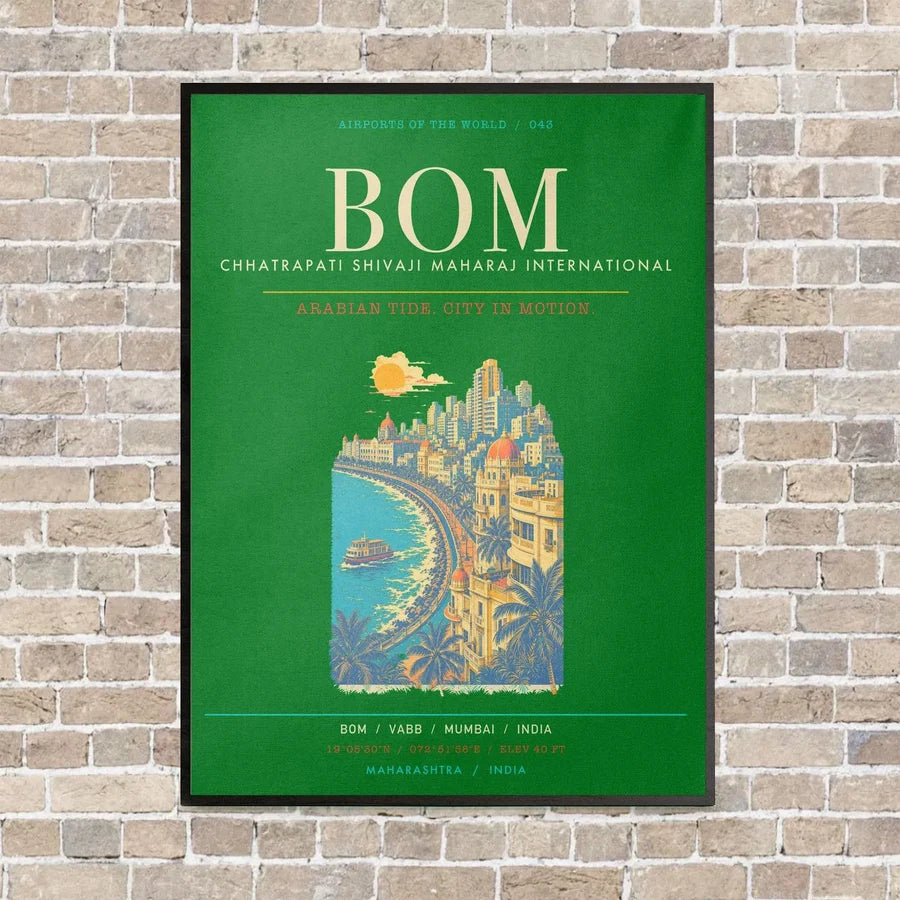 Chhatrapati Shivaji Maharaj International Airport Mumbai BOM - Canvas Framed - Green