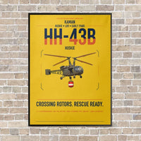 Thumbnail for Kaman HH-43B Huskie vertical canvas print - framed - yellow background