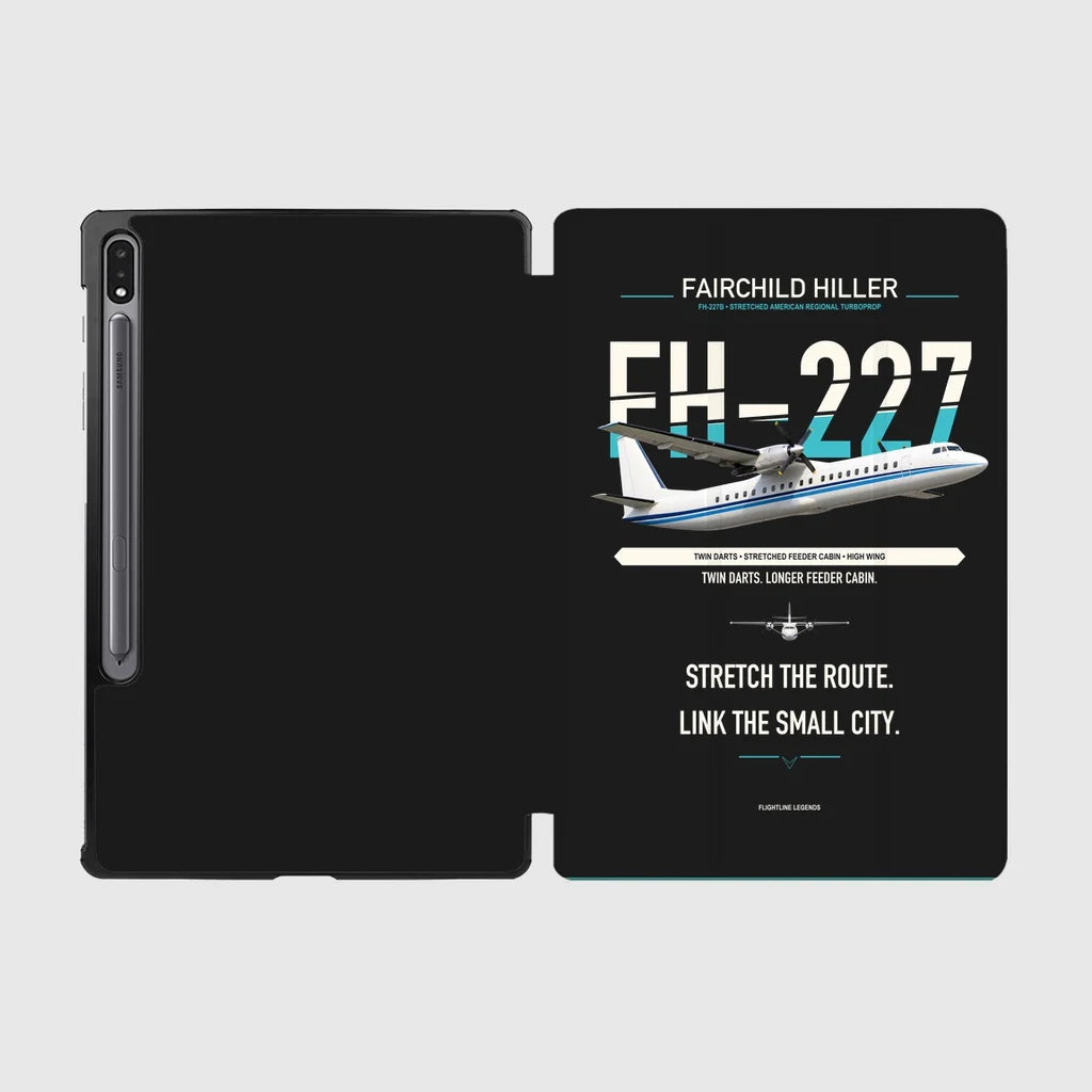 Fairchild Hiller FH-227B design on black samsung tablet tablet case