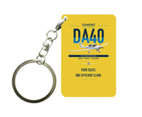 Thumbnail for Diamond DA40 design on yellow designed key chain, double-side print