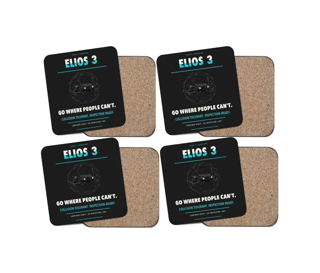 Flyability Elios 3 design on black 4 pieces set coaster
