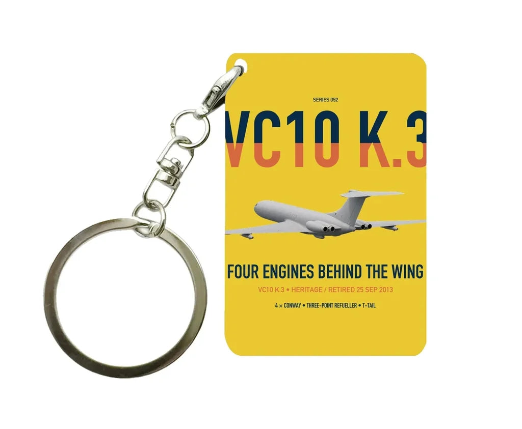 Vickers VC10 K.3 design on yellow designed key chain, double-side print