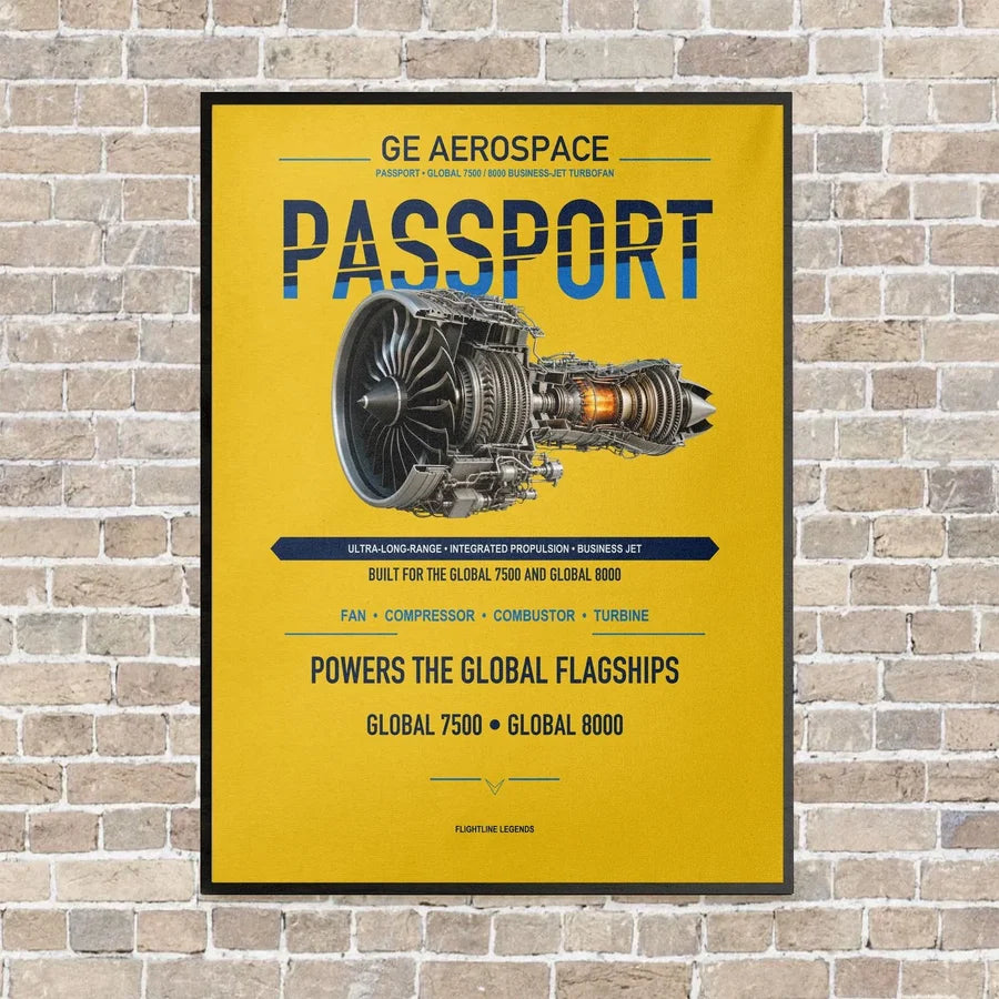 PASSPORT vertical canvas print - framed - yellow background