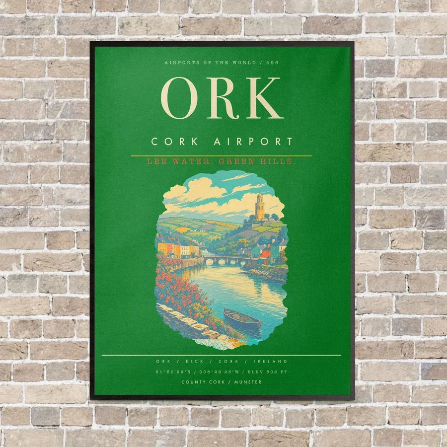 Cork Airport ORK - Canvas Framed - Green