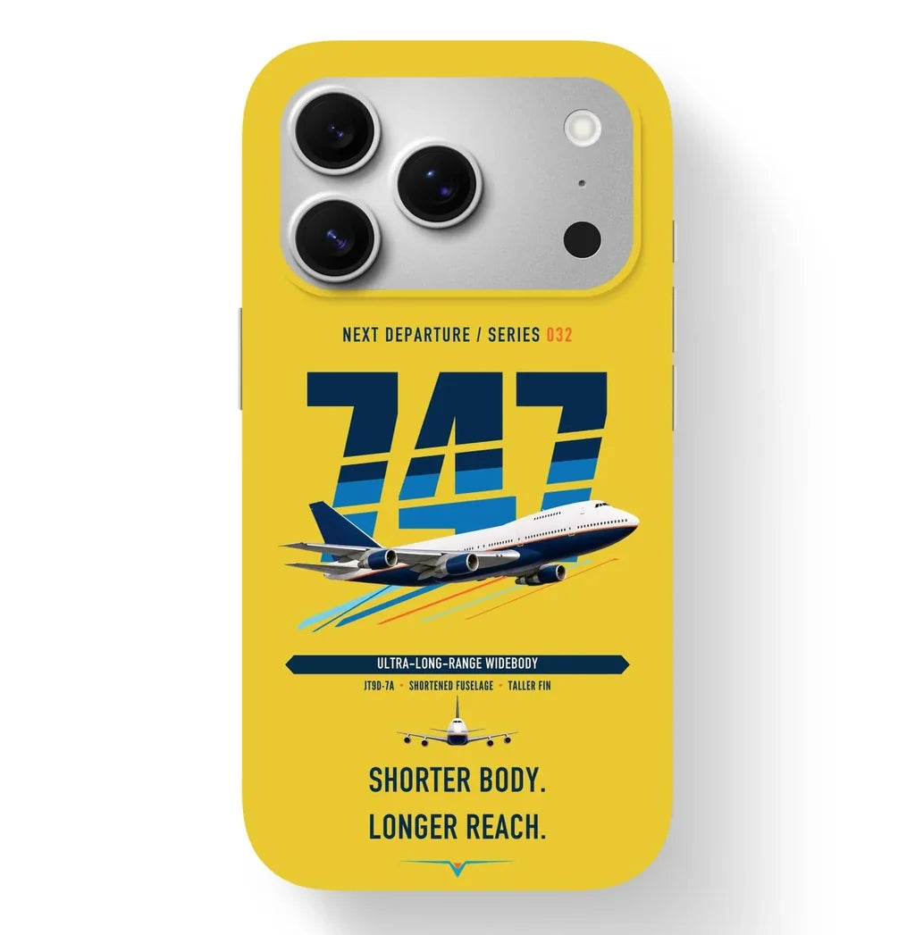 Boeing 747SP design on yellow magsafe iphone case
