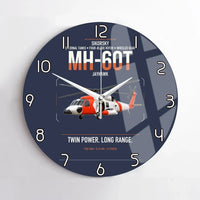 Thumbnail for Sikorsky MH-60T Jayhawk design on navy blue no frame wall clock