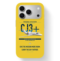 Thumbnail for Cessna Citation CJ3+ design on yellow magsafe iphone case, for iPhone 17 Pro
