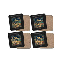 Thumbnail for The Desert Stopover - Designed Coasters design on black 4-pieces-set