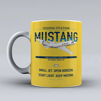 Thumbnail for Cessna Citation Mustang design on yellow ceramic mug, double-side print