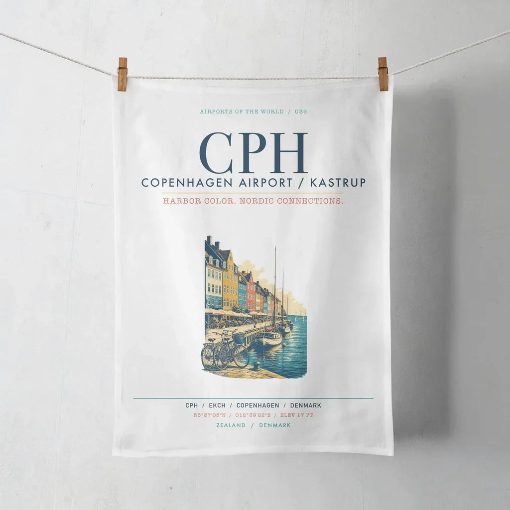 Copenhagen Airport Kastrup (CPH) design on white towel