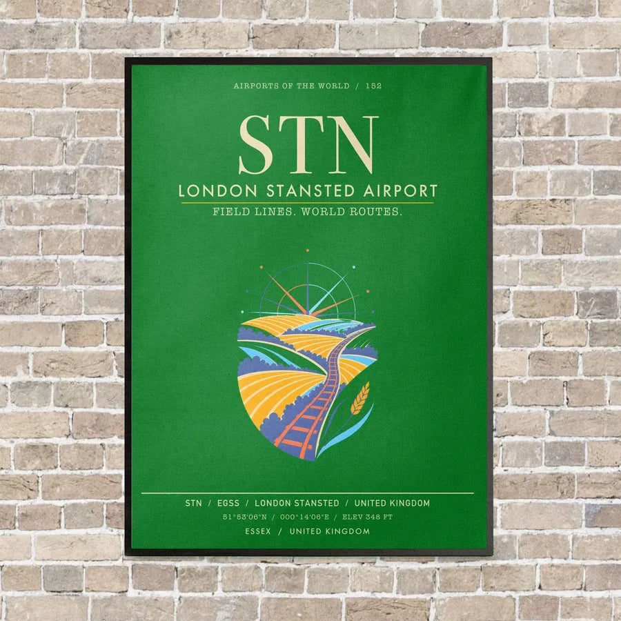 London Stansted Airport STN - Canvas Framed - Green