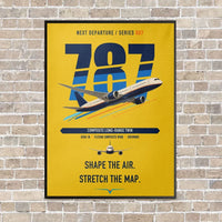 Thumbnail for Boeing 787-9 Dreamliner vertical canvas print - framed - yellow background