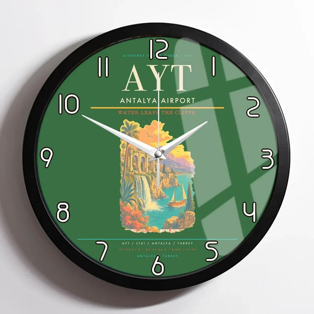 Antalya Airport AYT Wall-Clock Framed - Green