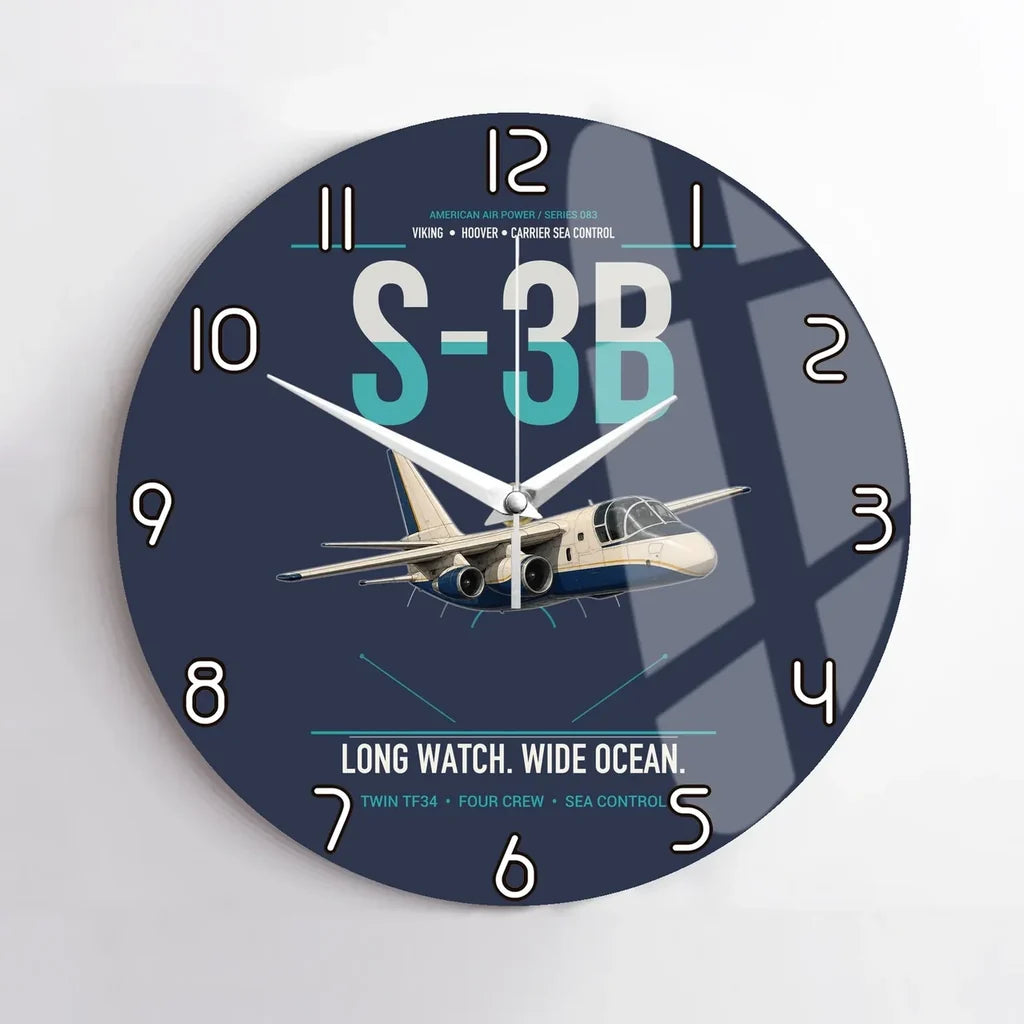 S-3B Viking design on navy blue no frame wall clock