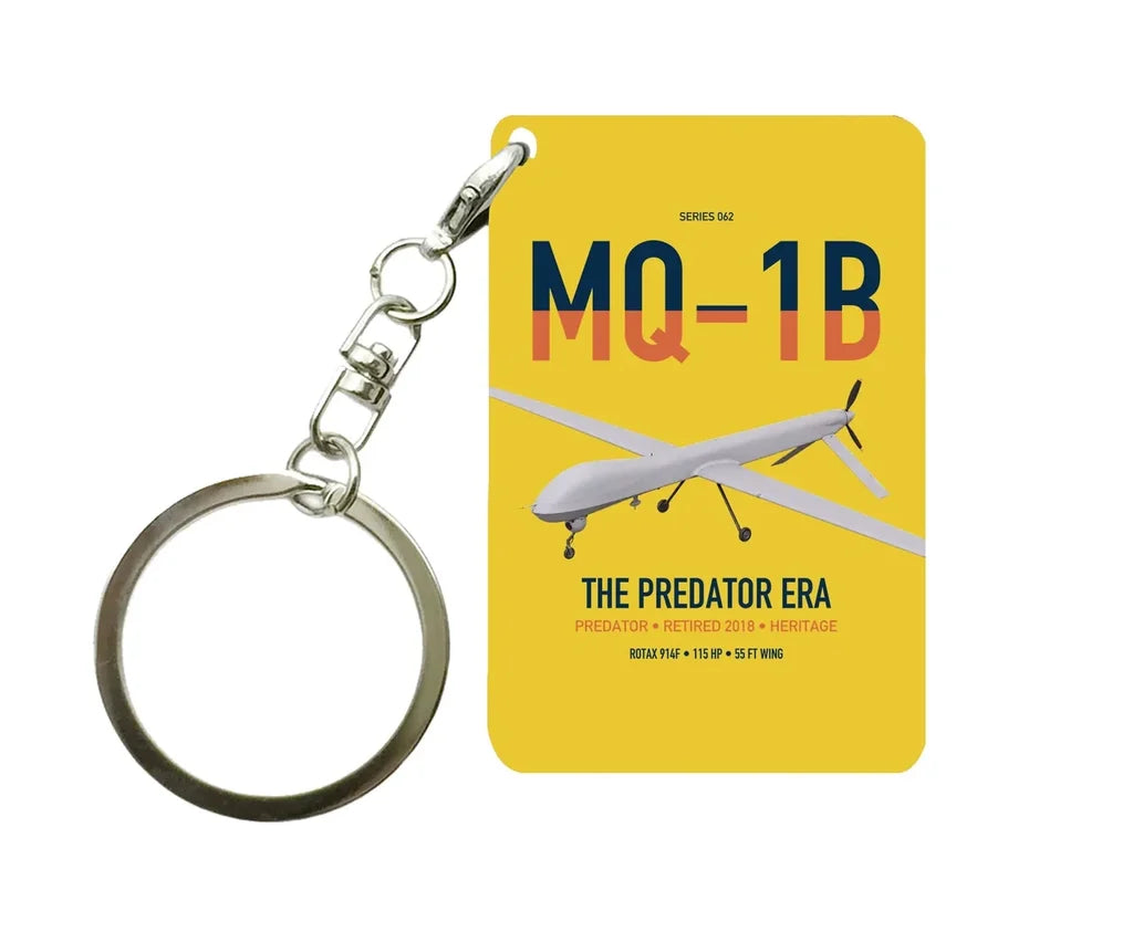 MQ-1B Predator design on yellow designed key chain, double-side print