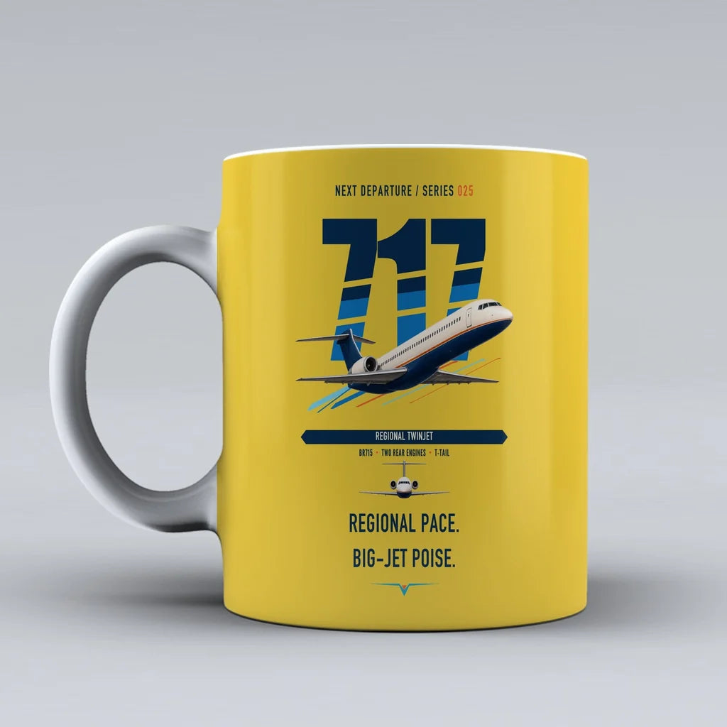 Boeing 717-200 double-side print on yellow ceramic mug