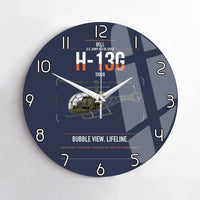Thumbnail for Bell H-13G Sioux design on navy blue no frame wall clock