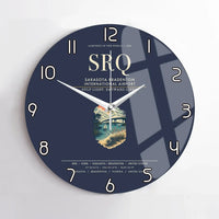 Thumbnail for Sarasota Bradenton International Airport (SRQ) design on navy blue no frame wall clock