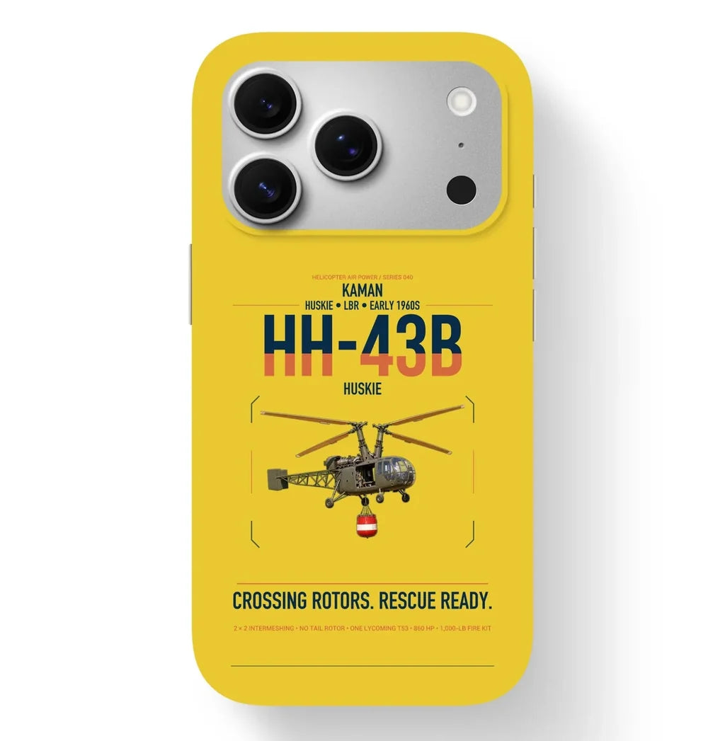 Kaman HH-43B Huskie design on yellow magsafe iphone case, for iPhone 17 Pro