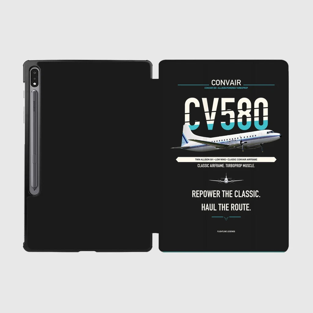 Convair 580 design on black samsung tablet tablet case