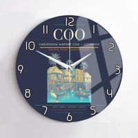 Thumbnail for Cadjehoun Airport (COO) design on navy blue no frame wall clock