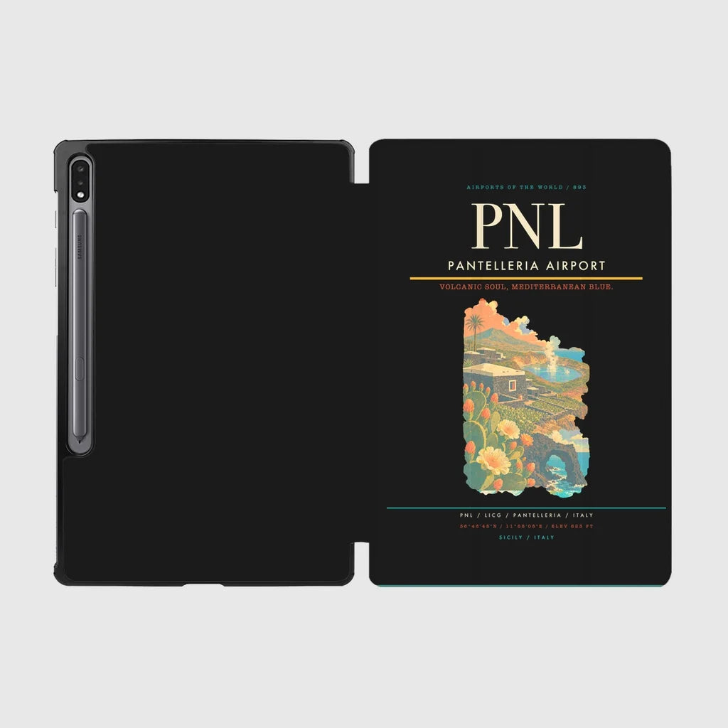 Pantelleria Airport (PNL) design on black samsung tablet tablet case