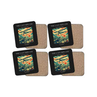 Thumbnail for The Last Biplane - Designed Coasters design on black 4-pieces-set