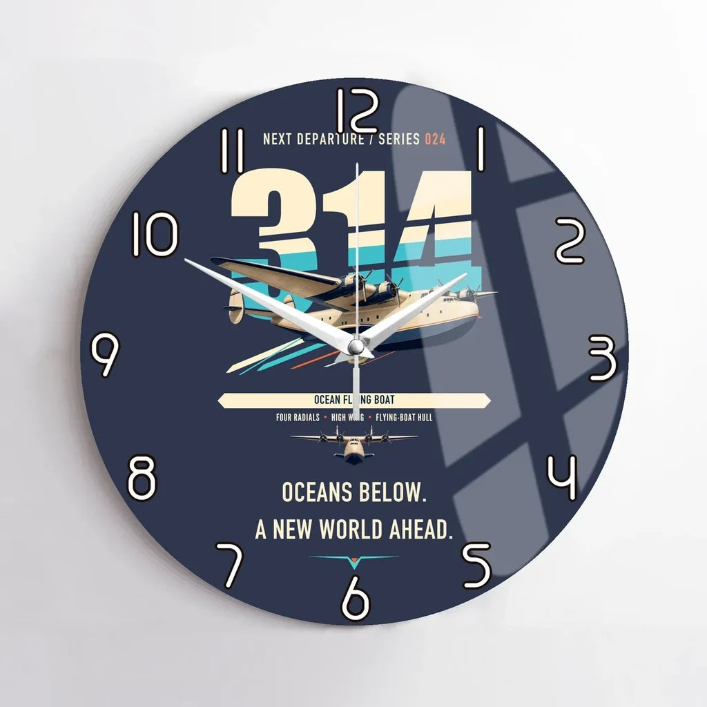 Boeing 314 Clipper design on navy blue no frame wall clock