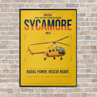 Thumbnail for Bristol Sycamore HR14 vertical canvas print - framed - yellow background
