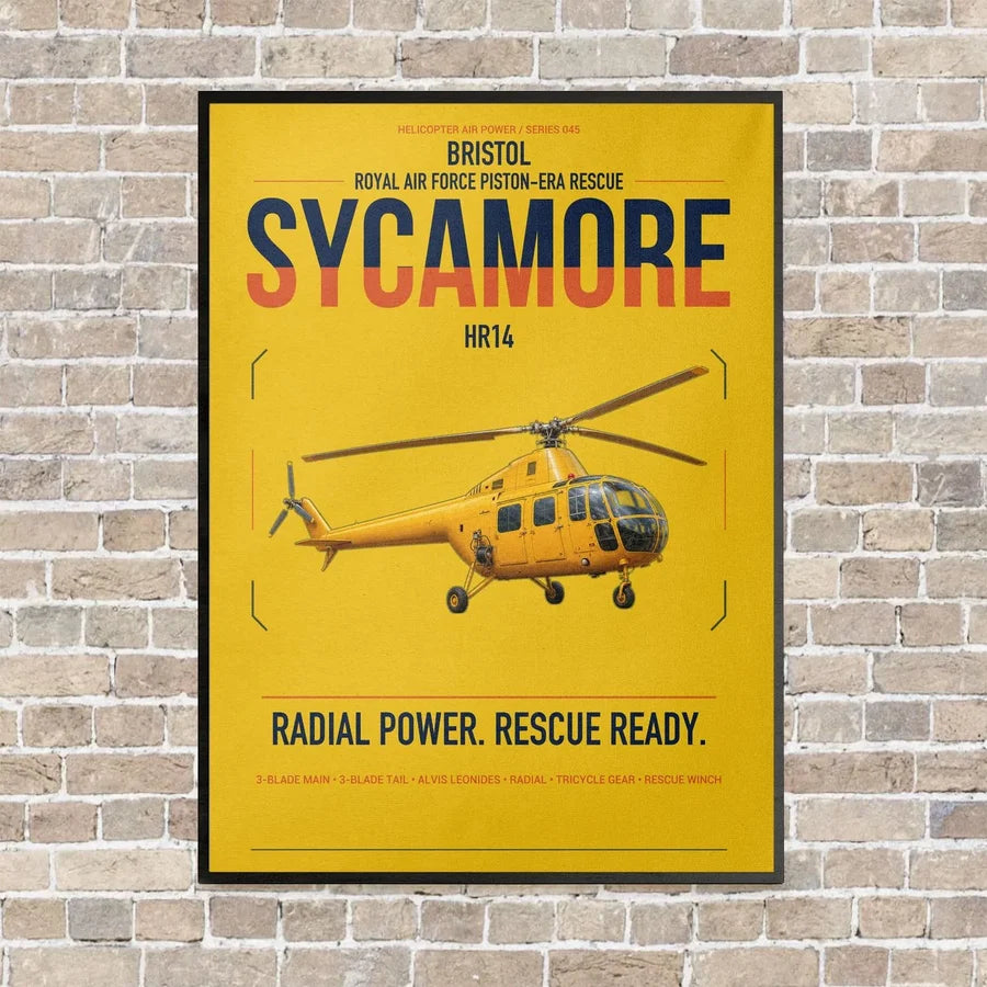 Bristol Sycamore HR14 vertical canvas print - framed - yellow background