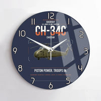 Thumbnail for Sikorsky CH-34C Choctaw design on navy blue no frame wall clock