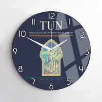 Thumbnail for Tunis-Carthage International Airport (TUN) design on navy blue no frame wall clock