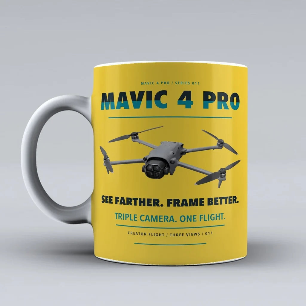 Mavic 4 Pro Mug design on yellow dji