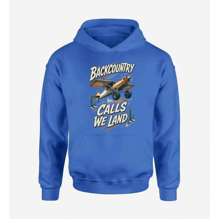 SIGNAL 569 - Backcountry Calls We Land design on blue hoodie single side