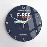 Thumbnail for F-86F Sabre Sweep The Sky design on navy blue no frame wall clock