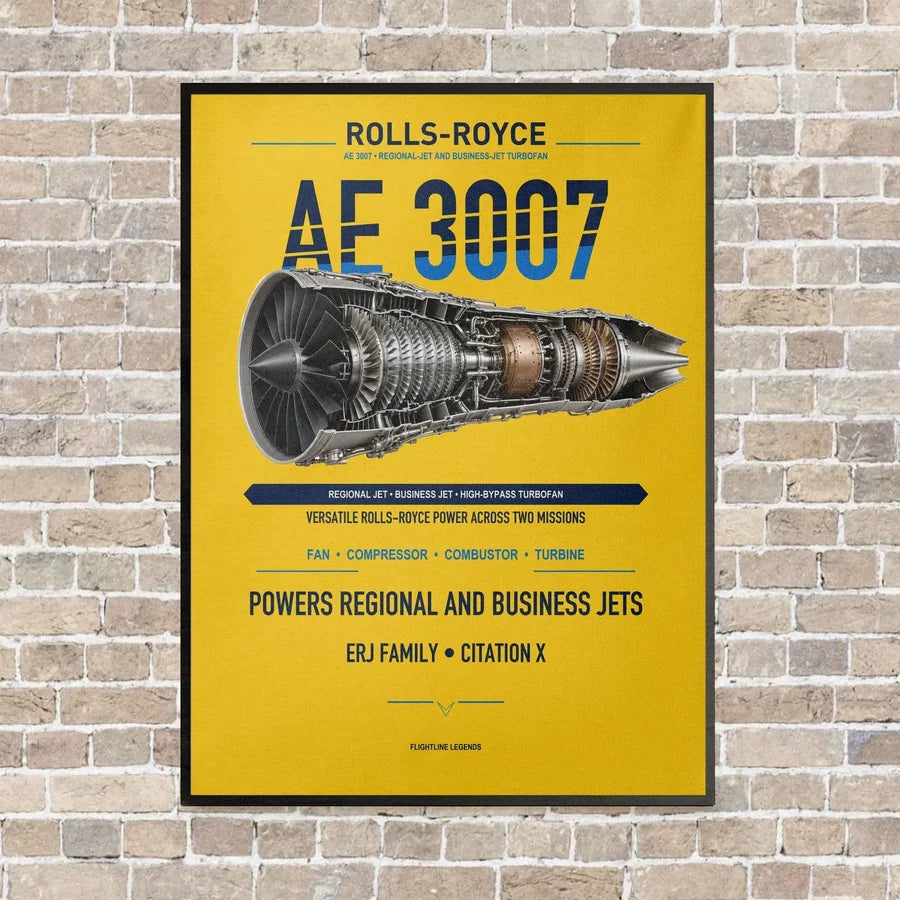 AE 3007 vertical canvas print - framed - yellow background