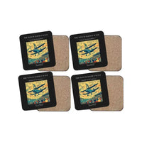 Thumbnail for The Wingwalker's Wave - Designed Coasters design on black 4-pieces-set