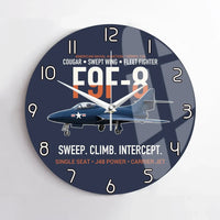 Thumbnail for F9F-8 Cougar Swept Wing Carrier Fighter design on navy blue no frame wall clock